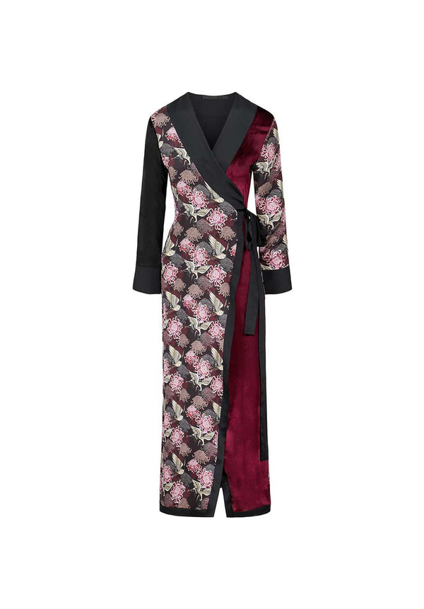 Burgundy Chrysants Flower Robe