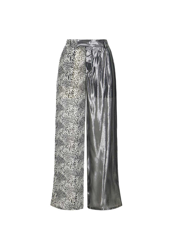Silk Lamé/Animal Print Palazzo Pants