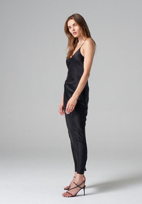 Washed Black Silk Maxi Dress