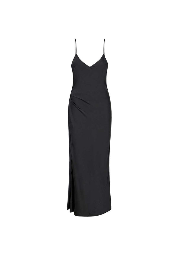 Washed Black Silk Maxi Dress