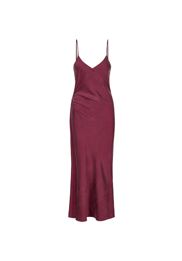 Washed Burgundy Silk Maxi Dress